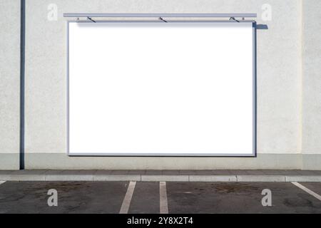 Blank white advertising billboard poster on exterior wall as design mockup copy space, selective focus Stock Photo