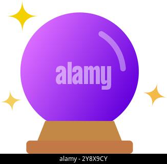 Mystical Purple Crystal Ball with Sparkles icon. Editable vector. Stock Vector