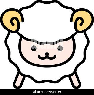 Flat design sheep icon. Editable vector. Stock Vector