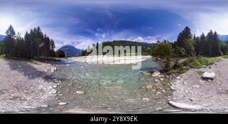 360 degree panoramic view of Hiking near the Riva waterfalls - Italy - 360 degree photo