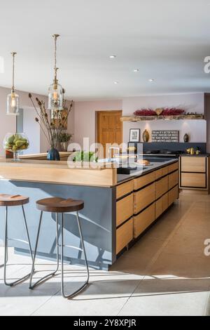 Modern designer open plan kitchen in Gloucestershire, England, UK Stock Photo
