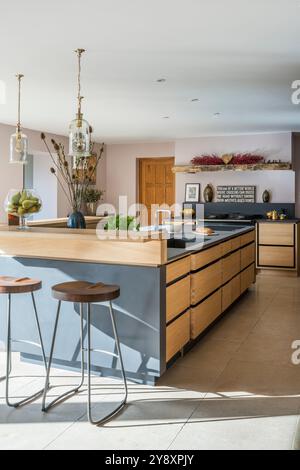 Modern designer open plan kitchen in Gloucestershire, England, UK Stock Photo
