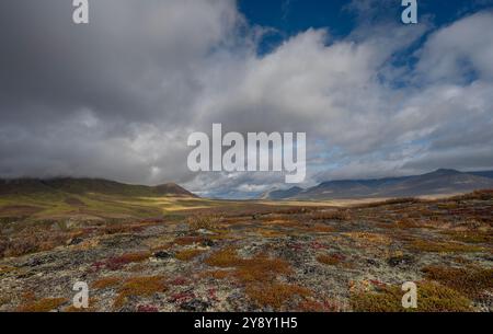 Cloudy sky over tundra in Tombstone Territorial Park, Yukon, Canada Stock Photo