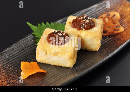 Braised (Stewed) Tofu Puff or Deep fried tofu,Japanese food Stock Photo