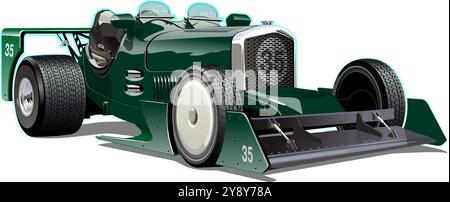 Custom fiction retro race car concept. Available EPS-10 vector format separated by groups and layers with transparency effects for one-click recolor Stock Vector