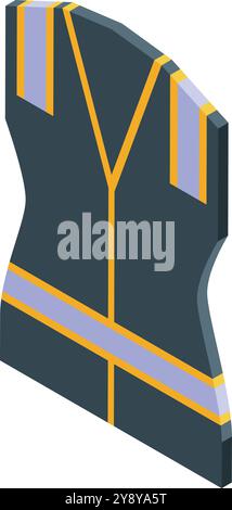 Isometric icon of a reflective workwear vest, highlighting its role in enhancing safety and visibility in hazardous environments Stock Vector