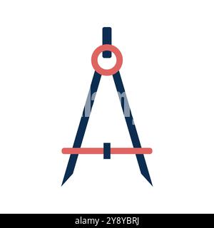 Geometry compass, divider icon. Flat design. Vector illustration isolated on white background. Stock Vector