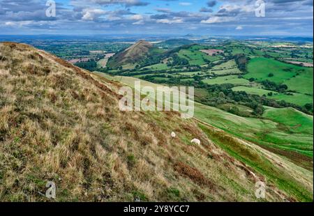 The Lawley and The Wrekin seen from Caer Caradoc, Church Stretton, Shropshire Stock Photo