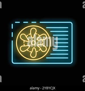 Brightly glowing neon air conditioner icon on a dark background, perfect for representing concepts of summer and cooling down Stock Vector