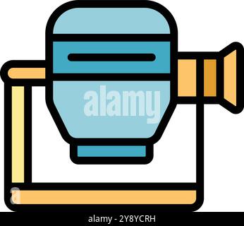 Concrete mixer working on a construction site, pouring cement for the foundations of a new house Stock Vector