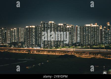 Skyscrapers at night. Shot in South Korea Stock Photo