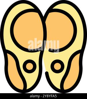 Simple vector illustration of a pair of yellow ballet shoes with round toes, perfect for representing dance classes Stock Vector