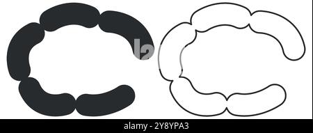 A playful illustration of sausages arranged in a circle, ideal for foodrelated themes and concepts Stock Vector