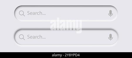 These clean and modern search input fields showcase microphone icons that enhance the voice search functionality Stock Vector