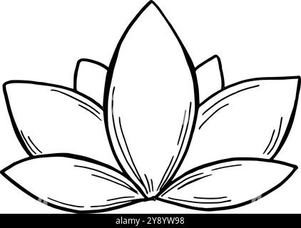 Abstract transparent blooming stylized sacred lotus vector illustration. Monochrome waterlily flower graphic sketch. Geometric floral aquatic plant Stock Vector