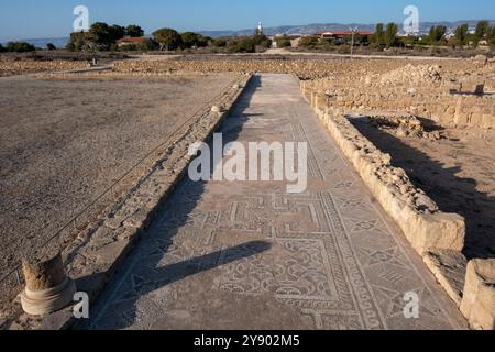 Roman mosaic in the House of Theseus villa, Paphos Archaeological Park, Paphos, Republic of Cyprus. Stock Photo