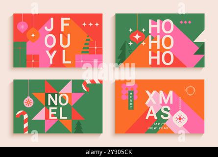 2025 Christmas greetings flyers, cards. Stock Vector