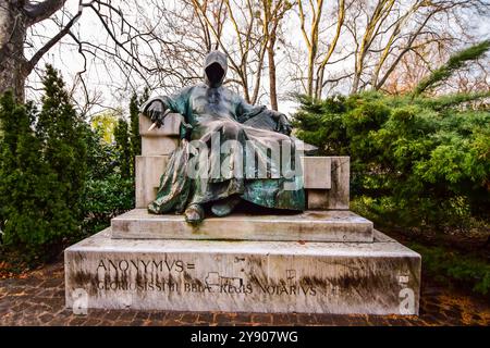 Anonymous statue in Budapest, Vajdahunyad Castle, Hungary Stock Photo