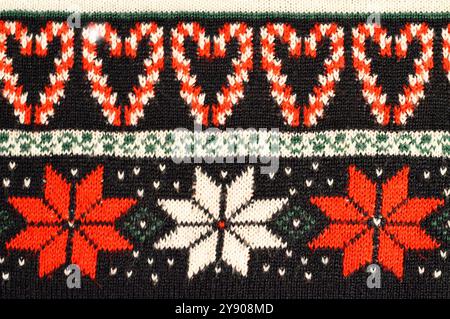 Christmas sweater design, knitted Nordic background Stock Photo