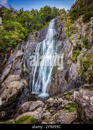 Aber Falls or Rhaeadr Fawr on the Afon Goch near Abergwyngregyn in Gwynnedd Stock Photo