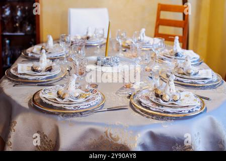 Christmas table decorations. Stock Photo