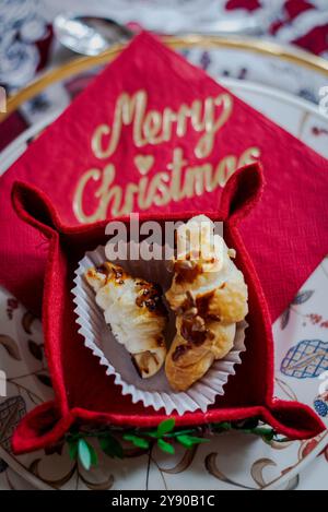 Christmas table decorations. Stock Photo