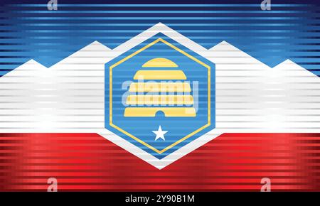 Shiny Grunge flag of Utah - Illustration,  Three dimensional flag of Utah Stock Vector