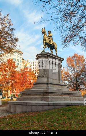 Washington, DC. USA - November 20, 2010 - Equestrian statue of general Winfield Scott Hancock Stock Photo