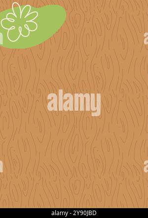 Wood grain texture pattern with flowing organic lines. Hand-drawn seamless design in earthy brown tones with a soft green accent. Stock vector illustr Stock Vector