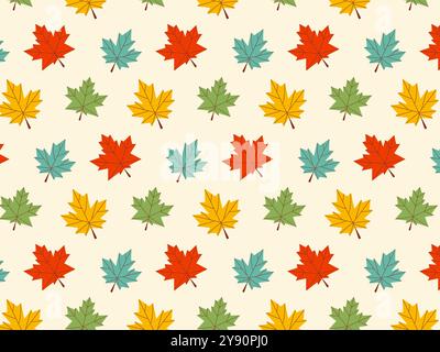 Autumn pattern with colorful leaves. Vector illustration. Stock Vector
