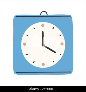 Watch in trendy style. Clock poster. Fashionable hand-drawn style clock icon.Alarm clock concept.Bell print, poster, banner.Vector EPS 10 Stock Vector