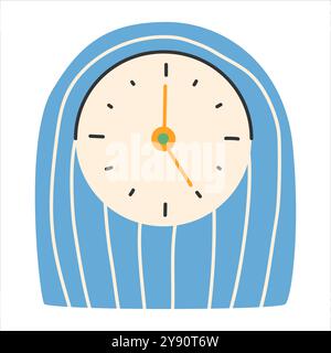 Watch in trendy style. Clock poster. Fashionable hand-drawn style clock icon.Alarm clock concept.Bell print, poster, banner.Vector EPS 10 Stock Vector