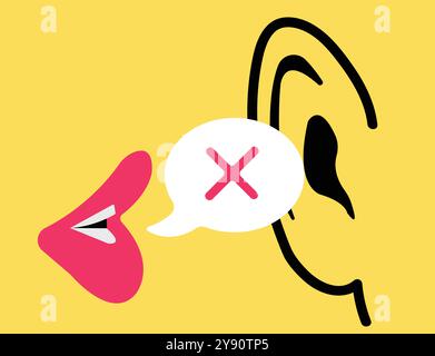 Whispering messages to next person illustration Stock Vector