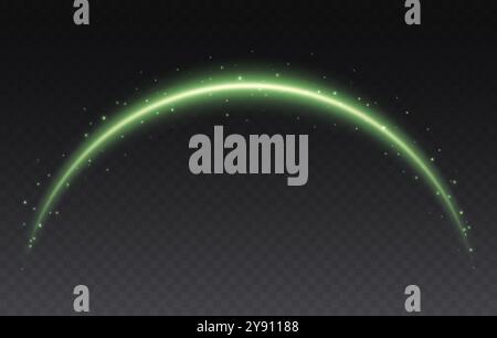 Magic arch with sparkles, glowing arc with stars. shooting star tail light effect. Stock Vector