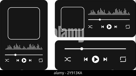 Song plaque with buttons, loading bar, equalizer sign and frame for ...