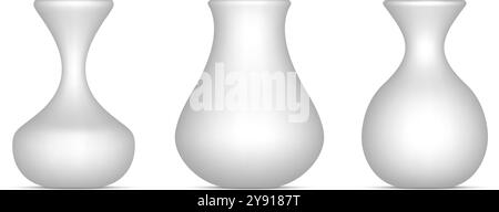 White ceramic vases set isolated on background. Vector realistic ...