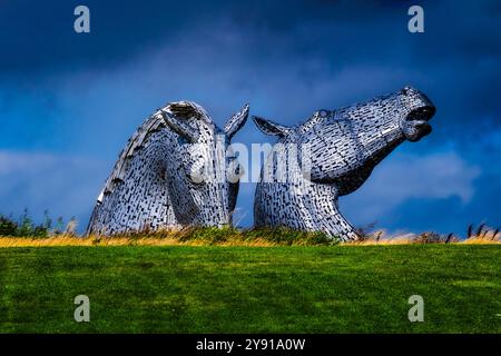 The Kelpies ( Water Horses ) Monument near Falkirk Scotland Stock Photo