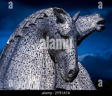 The Kelpies ( Water Horses ) Monument near Falkirk Scotland Stock Photo