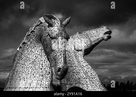 The Kelpies ( Water Horses ) Monument near Falkirk Scotland Stock Photo