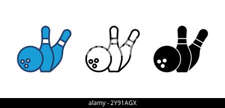Bowling icon vector. bowling ball and pin icon. bowling pins Stock Vector