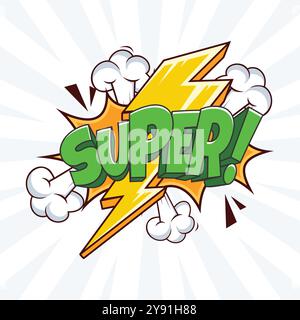 Super 3D Text Comic Cartoon Vector Design Template Stock Vector