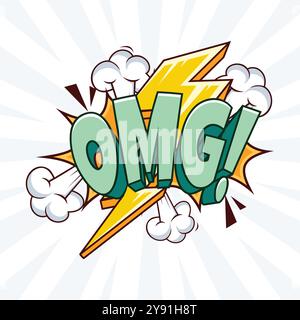 OMG 3D Text Comic Cartoon Vector Design Template Stock Vector
