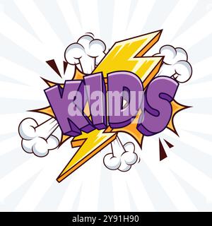 Kids 3D Text Comic Cartoon Vector Design Template Stock Vector