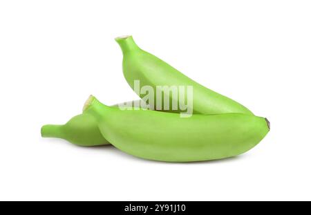 Fresh ripe green bananas isolated on white Stock Photo