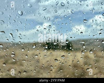 Rain on a car window. Stock Photo