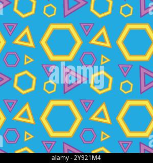 Hexagons and triangles on a blue background Stock Vector