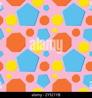 Seamless pattern with vibrant geometric shapes Stock Vector