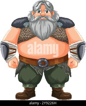 Bearded warrior in traditional armor Stock Vector