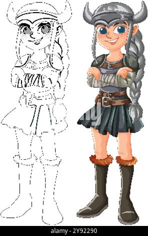 A confident Viking girl in armor Stock Vector
