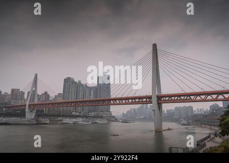 JANUARY 25, 2021, CHONGQING, CHINA: The bridge and business district of Chongqing, China Stock Photo